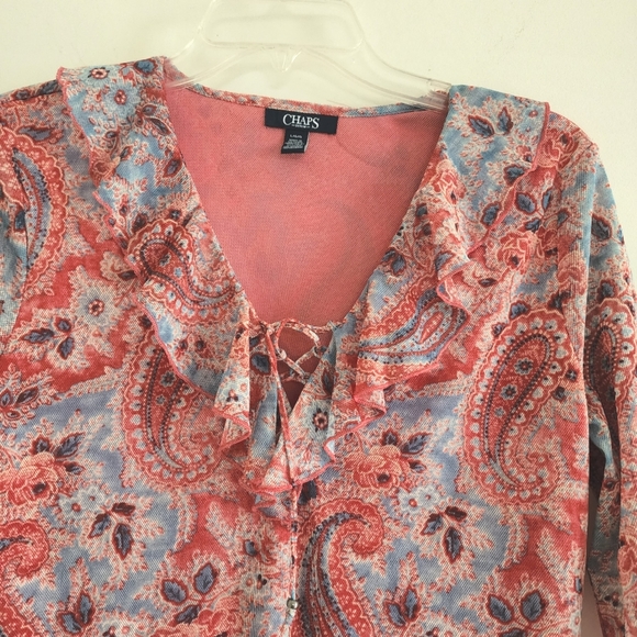 Chaps Denim Women's Floral Paisley Print Blouse Size Large - Picture 3 of 6